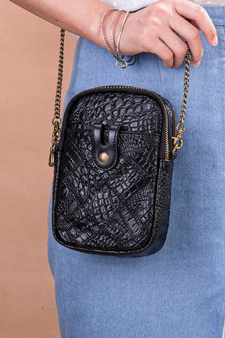 Brahmin Marley Crocodile-Embossed Crossbody Bag