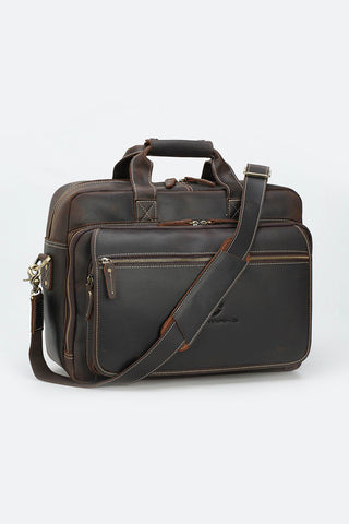 Raiyan Leather Office Laptop Bag - GENMARKS