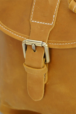 Los Angeles Apparel | Leather Drawstring Backpack in Mustang